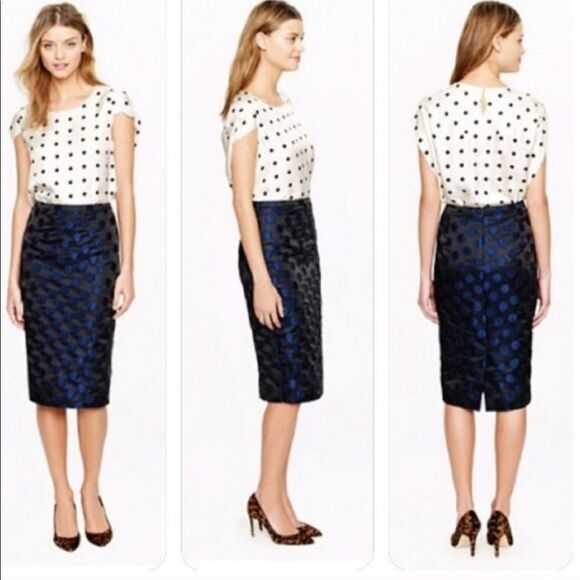 J. Crew Polka Dot Pencil Black Skirt size 00 - Picture 6 of 6